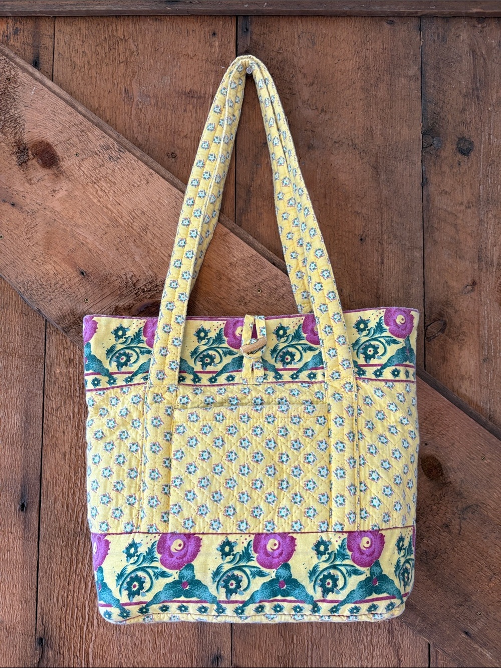 Handcrafted Yellow Floral Quilted Tote Bag